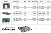 Kontron bietet 8 verschiedene SMARC Serien an.